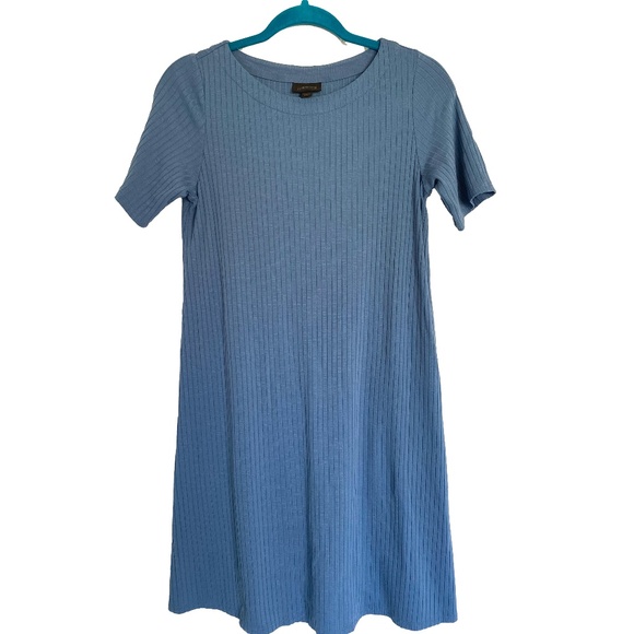 J. JILL Wearever Collection Ribbed Knit Short Sleeve A-Line Shift Mini Dress XSP - Picture 1 of 12